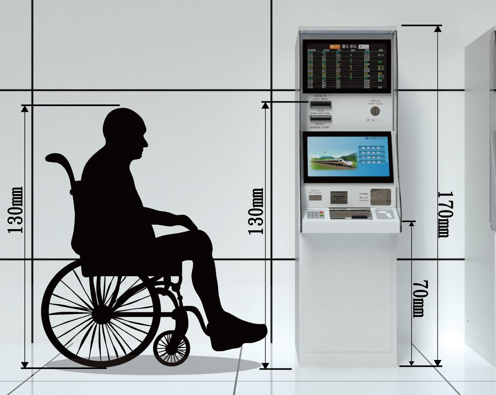 BR-ATVM 自動售票機 — 輪椅可及性尺寸對照